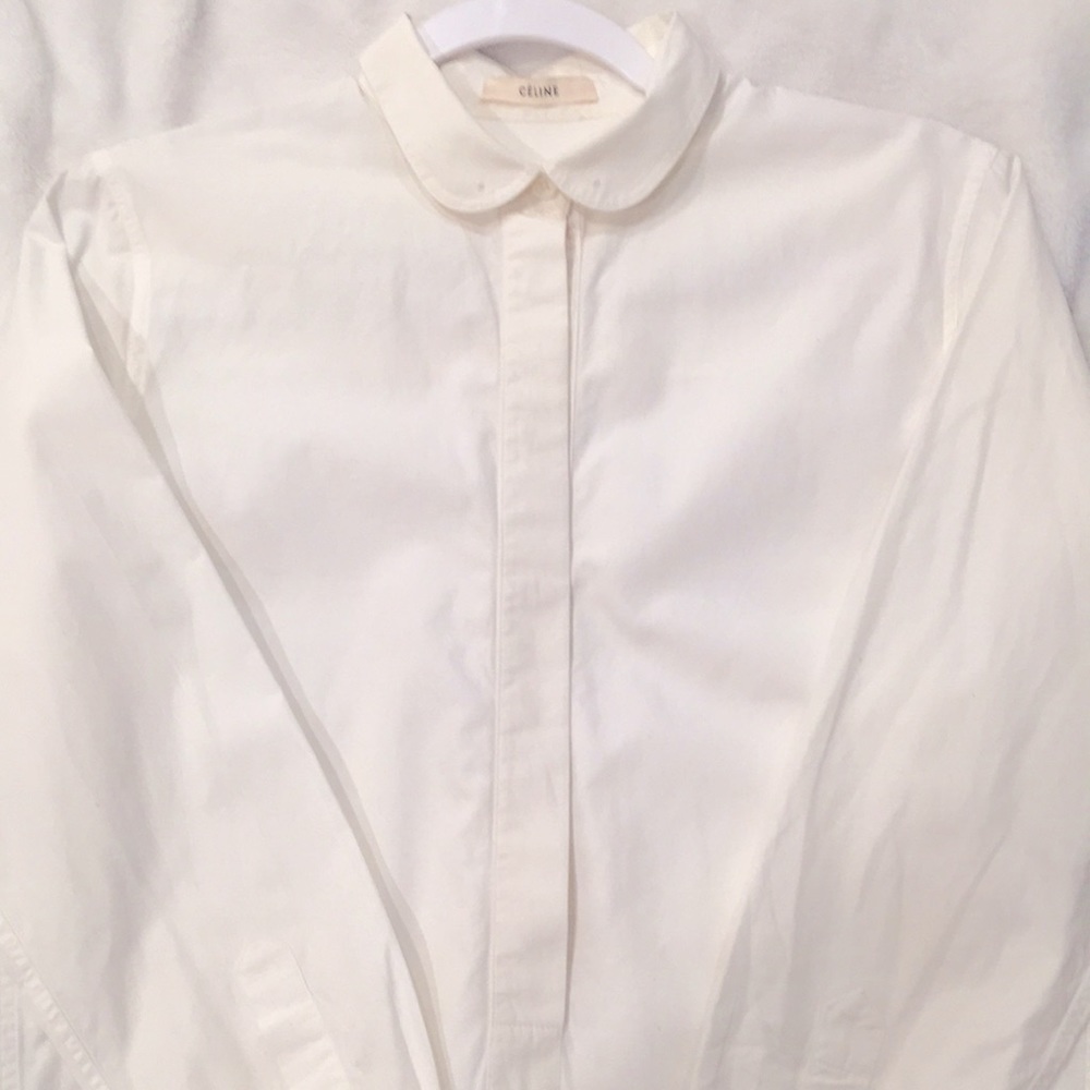 Celine white Peter Pan collar detail cotton tunic